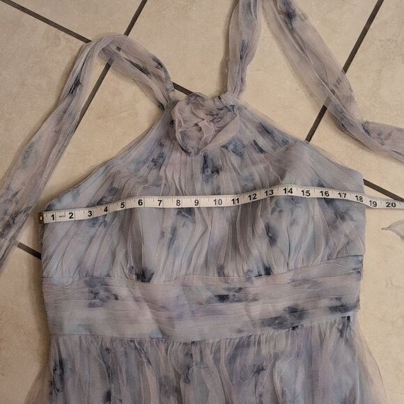 NWT Dessy Collection Tulle Floral Print Gown Maxi Dress Blue Mist Garden 16 - Picture 8 of 12